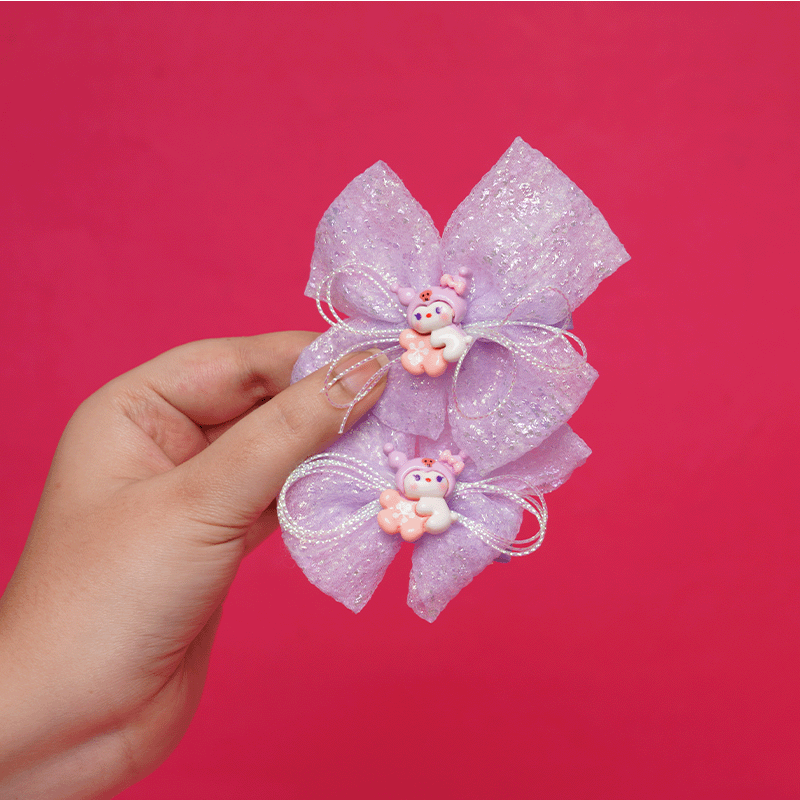 Baby Girl Bow hair Clip 1pc - Purple Kuromi
