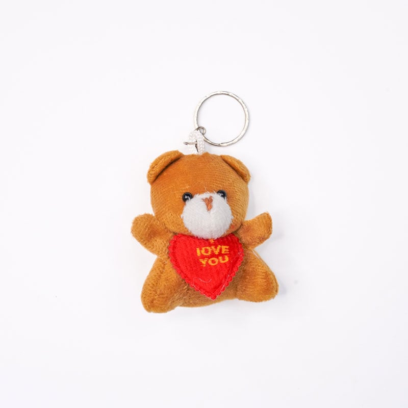 Mini Teddy Bear Key Ring With Kiss & I love You Sound - Brown