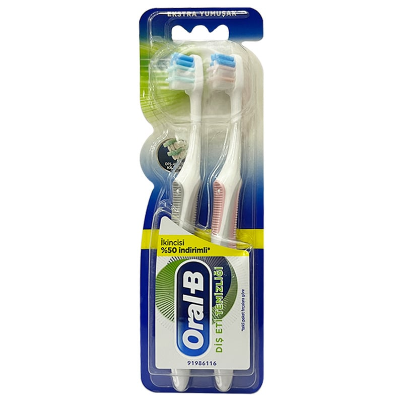 Oral-B Gum Cleaning Toothbrush 2pcs - Grey & Baby Pink