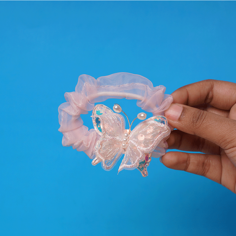 Scrunchie Semi Transparent Butterfly Hairband - Baby Pink