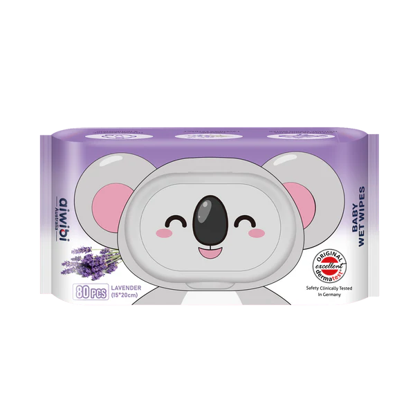 Aiwibi Lavender Flavor Aroma Serene Hypoallergenic Care Wet Wipes 80pcs•