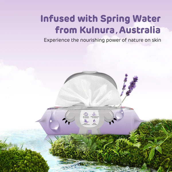 Aiwibi Lavender Flavor Aroma Serene Hypoallergenic Care Wet Wipes 80pcs•