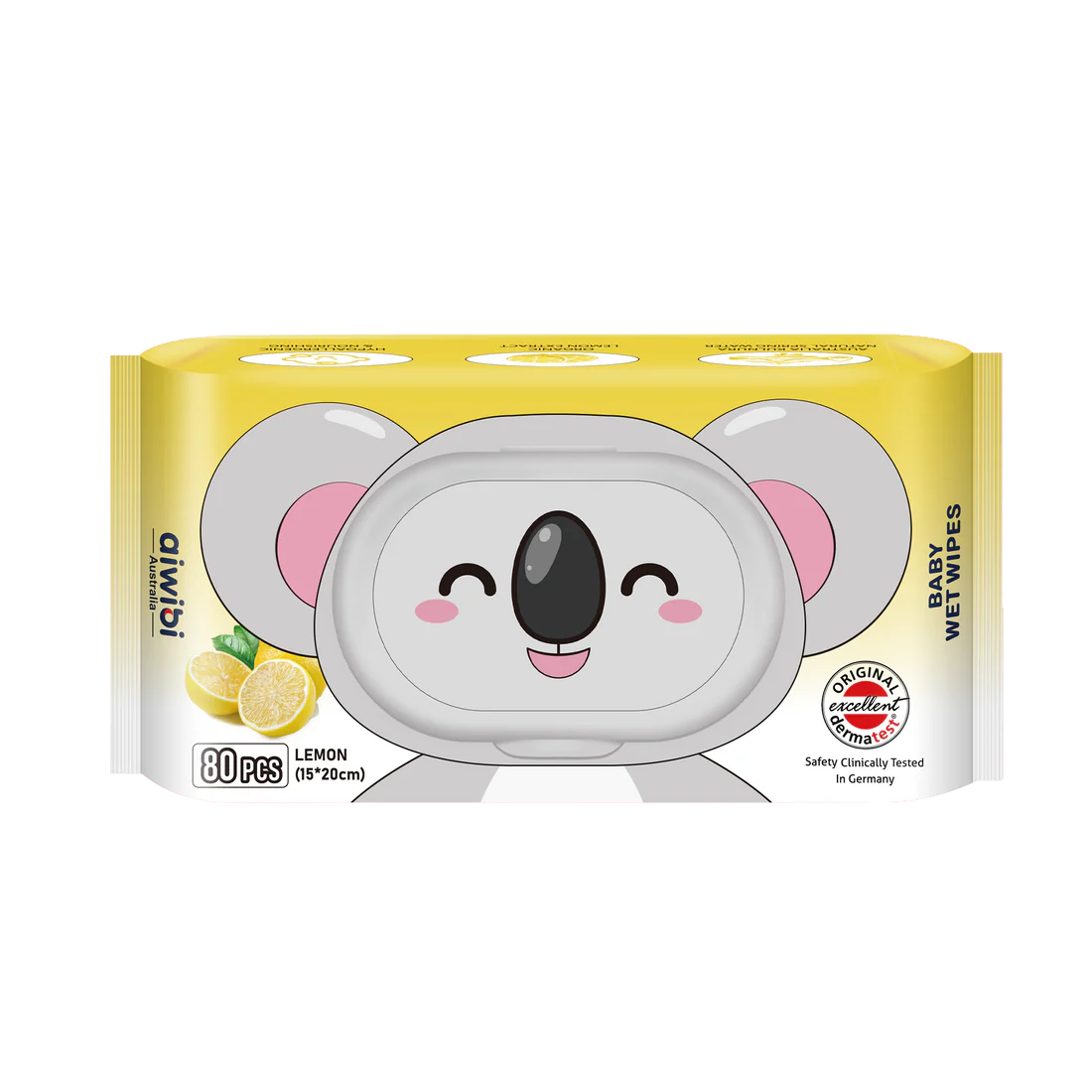 Aiwibi Lemon Flavor Aroma Serene Hypoallergenic Care Wet Wipes 80pcs•