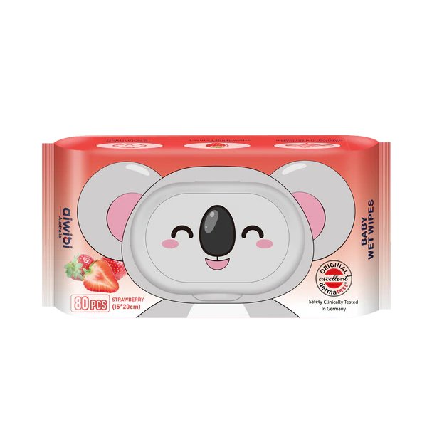 Aiwibi Strawberry Flavor Aroma Serene Hypoallergenic Care Wet Wipes 80pcs•