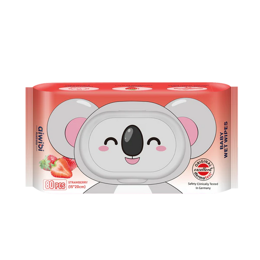 Aiwibi Strawberry Flavor Aroma Serene Hypoallergenic Care Wet Wipes 80pcs•