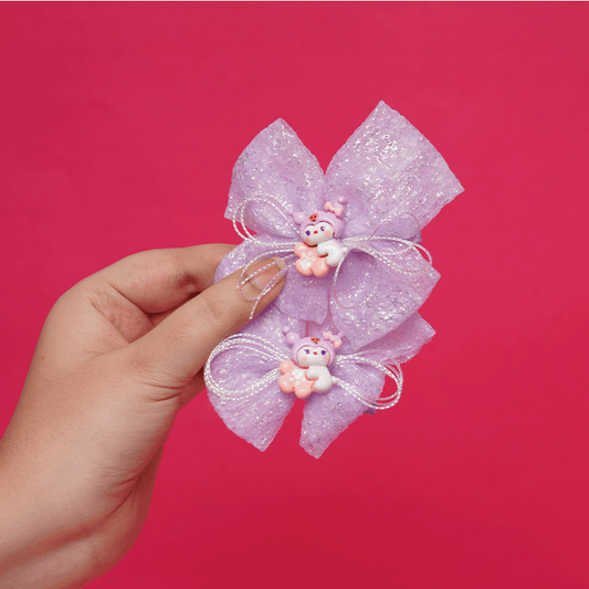 Baby Girl Bow hair Clip 1pc - Purple Kuromi