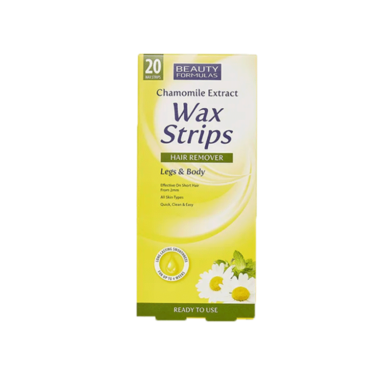 Beauty Formulas Chamomile Extract Hair Removal Wax Strips For Legs & Body 20 Strips •