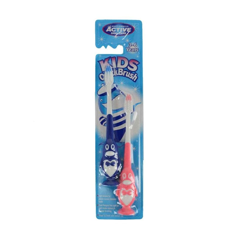 Beauty Formulas Kids Quick Toothbrush 3-6 Years - Penguin Pink & Deep Blue