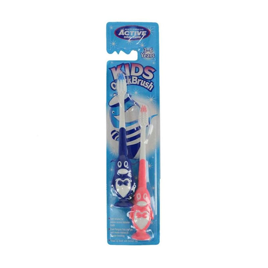Beauty Formulas Kids Quick Toothbrush 3-6 Years - Penguin Pink & Deep Blue