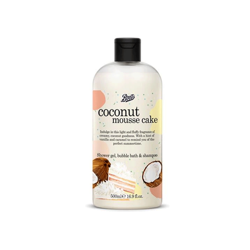 Boots Coconut Mousse Cake Shower Gel, Bubble Bath & Shampoo 500ml