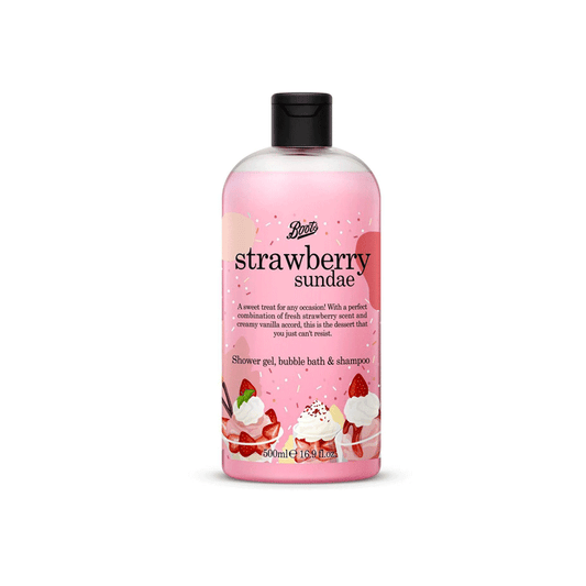 Boots Strawberry Sundae Shower Gel, Bubble Bath & Shampoo 500ml