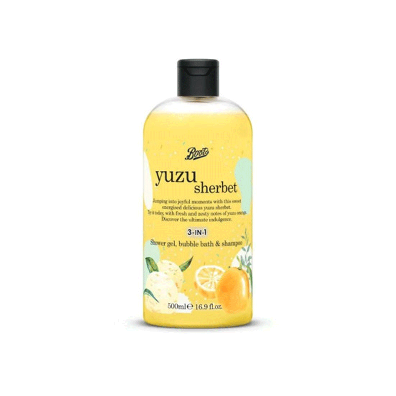 Boots Yuzu Sherbet Shower Gel, Bubble Bath & Shampoo 500ml