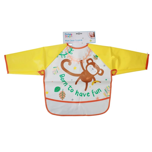 First Steps Wipe Clean Coverall - Monkey
