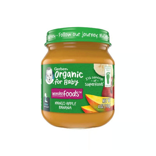 Gerber Organic For Baby Wonder Foods Mango, Apple & Banana (From 6+months) 113g•