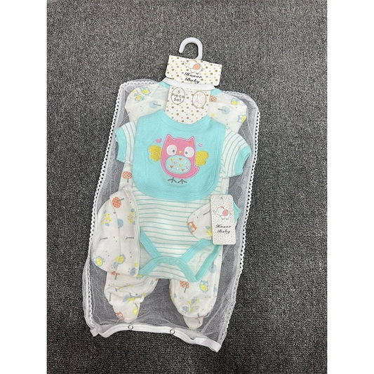 Honor Baby 6-9 Months Romper Suit 5pcs Set - Blue Owl