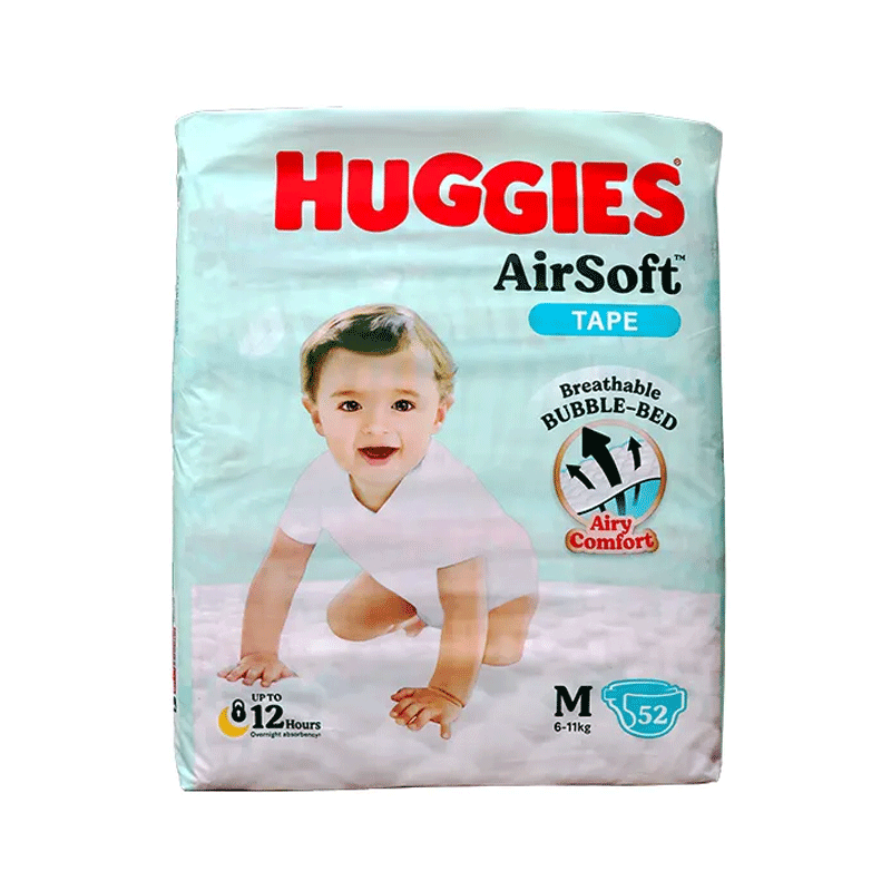 Huggies Air Soft Tape Size-M (6-11kg) 52pcs•