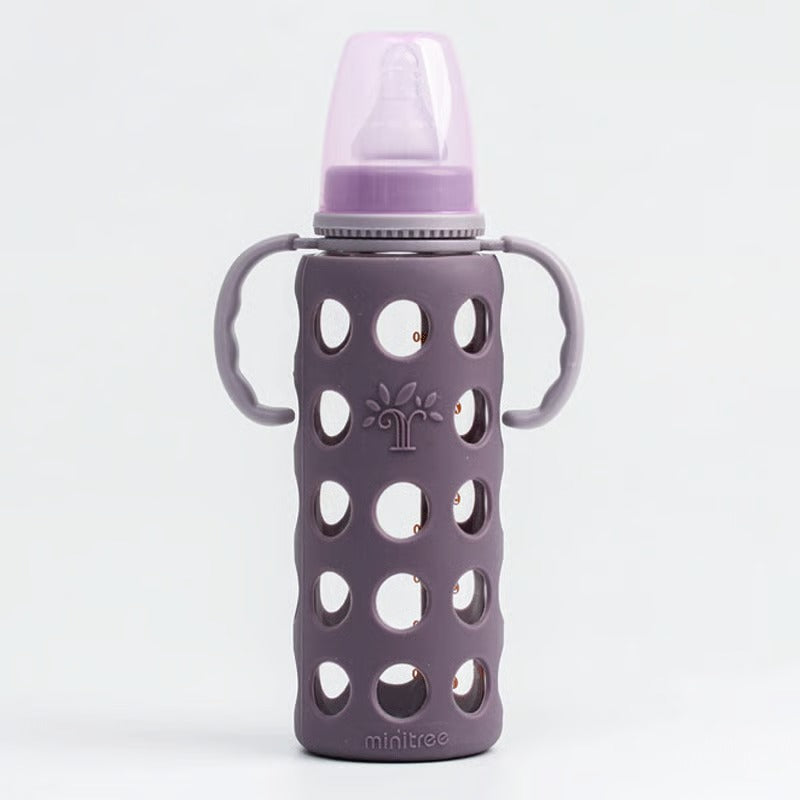 Minitree Regular Neck Glass Feeding Bottle With Handle - 240ml