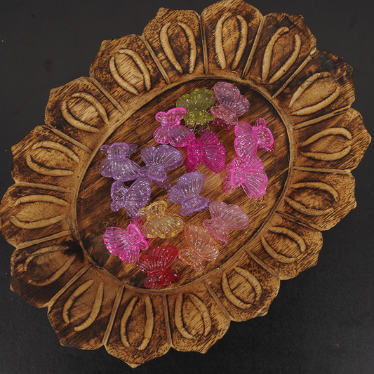 Multicolor Mini Butterfly Semi-Transparent Hair Clip 3pcs Set - Fluffy Wings