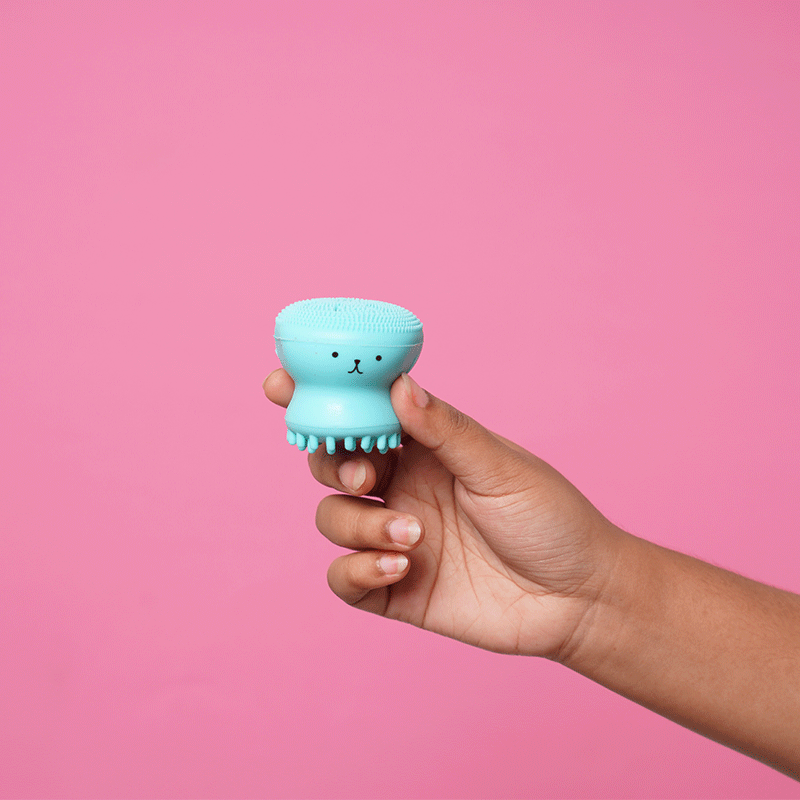 Octopus Shape Silicon Face Cleansing Scrubber - Aqua Blue