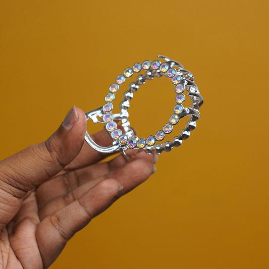 Round Shape Rhinestone Metal Hair Clip - Cristal