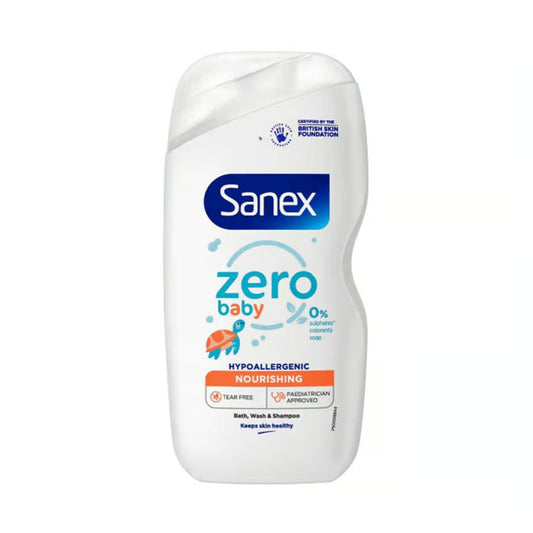 Sanex Zero Baby Hypoallergenic Bath, Wash & Shampoo 450ml - Nourishing