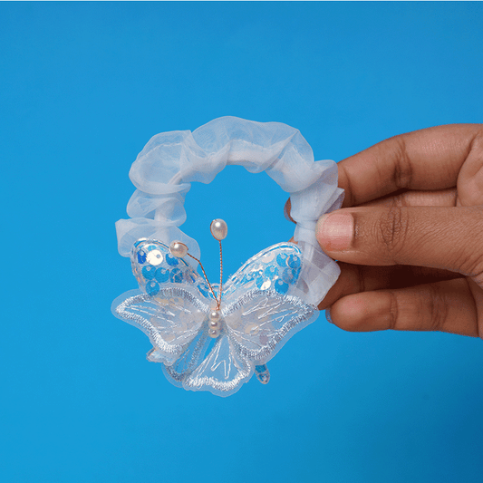 Scrunchie Semi Transparent Butterfly Hairband - Baby Blue