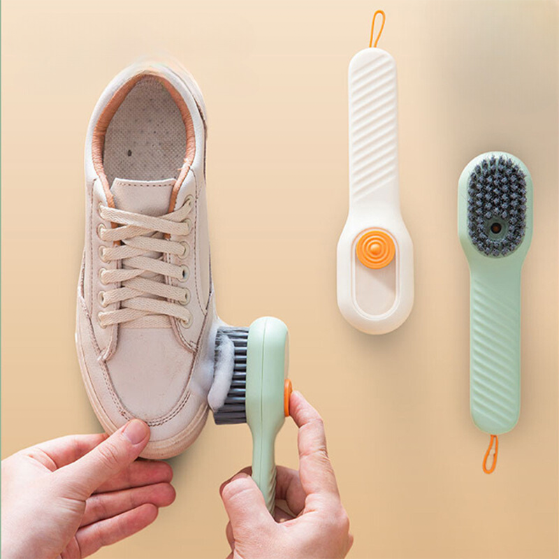 Shoe Cleaning Brush With Liquid Dispenser - White