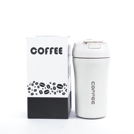 Tumbler Coffee Mug With Lid 400ml - White •